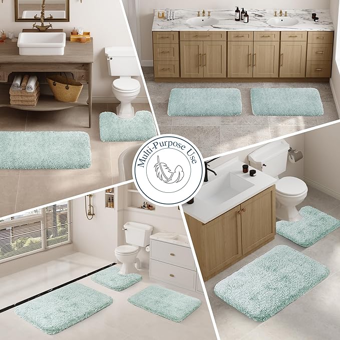 Walensee Large Bathroom Rug (24 x 48, Aqua) Extra Soft and Absorbent Shaggy Bath Mat Machine Washable Microfiber Non Slip Luxury Floor Mat