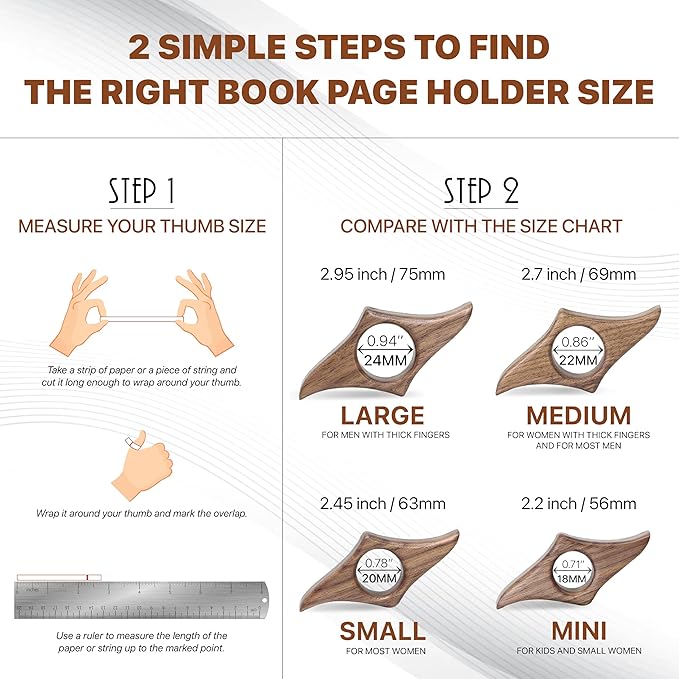 Personalized Walnut Page Holder With 3D Metal Letters, Smooth Finish Wood Thumb Holder for Reading, Customizable Reader Gifts & Accessories, Ideal for Book Lovers (Mini)