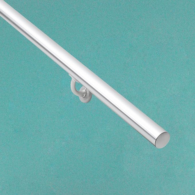 9FT Modern Aluminum Handrail Set, handrails for Indoor Stairs,Deck,Slope, Wall Mounted Staircase handrails, Zink Alloy Brackets Included,Rust Free. (Anodized Silver, 9 FT)