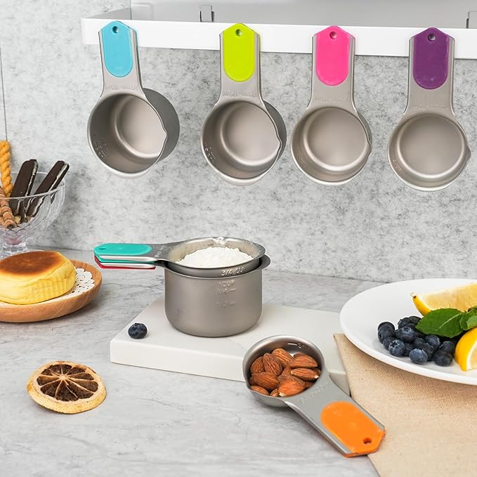 Magnetic Measuring Cups Set of 5, Stainless Steel Nesting Measuring Cups with Easy to Read Markings, Kitchen Gadgets for Cooking & Baking
