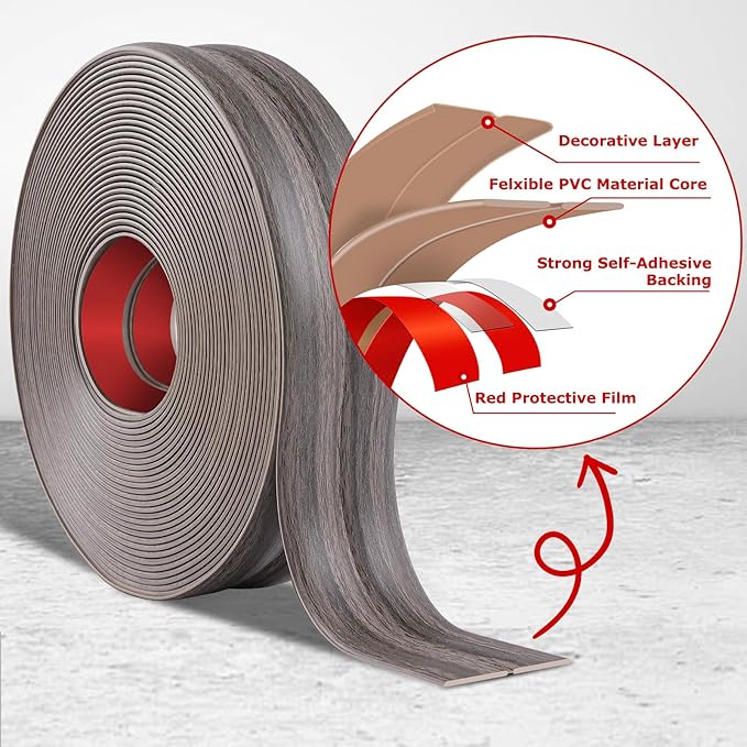 Flexible Wall Corner Protector Moulding Trim Peel and Stick Wall Corner Guards Edge Protector Self Adhesive Molding Trim Strip for Edge Ceiling (Brown Walnut Wood Grain, 2.4 in x 10 Ft)