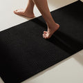 Black Bathroom Rugs Non Slip Washable, Super Absorbent Thin Bath Mat Quick Dry Low Pile Bathroom Rug, Black 20''x48''