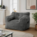 32" Bean Bag Chair,Loveseat Sofa,Corduroy Lazy Sofa Bed for Adults,Fit Living Room, Bedroom,Outdoor Spaces,Ultra Soft Dutch Velvet,Fluffy Comfort Washable Cover,72h Rebound,Grey