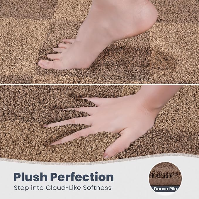 PURRUGS Bathroom Rug Non-Slip Machine Washable 24" x 36", Super Absorbent and Quick-Dry Bath Mat, Extra Soft and Plush Bath Rug for Shower, Bathtub and Sink, Grayish Brown & Coffee
