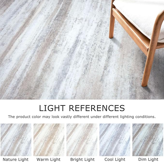 KOZYFLY 6x9 Area Rug Modern Ombre Thin Rugs for Living Room, Washable Large Rugs Non-Slip Soft Striped Rug for Bedroom, Print Beige Abstract Carpet for Laundry/Kid Room