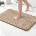 MIULEE Extra Thick Non Slip Bathroom Rug Shaggy Soft Bath Mat Plush Microfiber Absorbent Water for Shower Tub Machine Washable (Tan, 24x44 Inches)