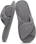 Evshine Fall House Slippers for Women Corduroy Cross Bow Indoor Slippers Open Toe Slip On Bedroom Shoes with Memory Foam