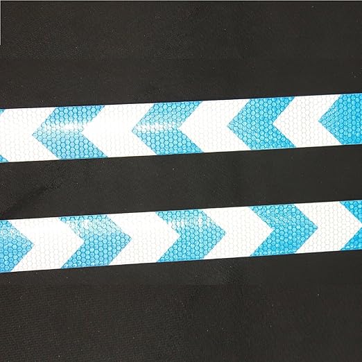 Reflective Tape Blue and White 2 inch X 166 feet, Outdoor Waterproof Hazard Conspicuity Warning Industrial Marking Tape
