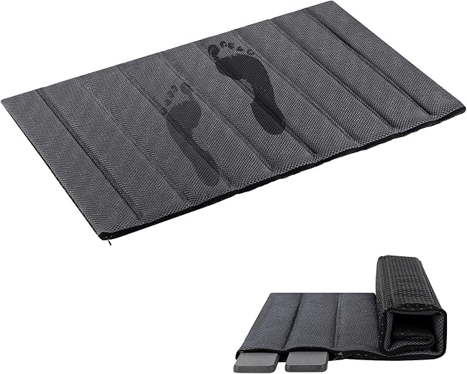 Ultra Quick Drying Stone Bath Mat Diatomaceous Earth Shower Mat Non-Slip Foldable Dish Drying Mats for Bathroom Floor, Kitchen Counter, Pet, 23x15, Gray