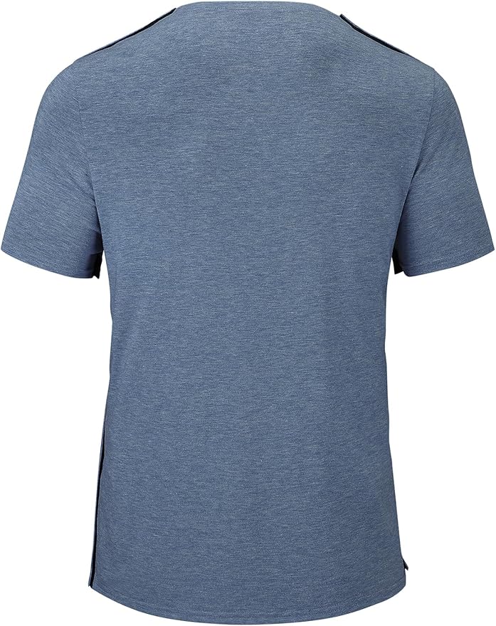 Men's Post Shoulder Surgery Recovery Shirts Tear Away Short Sleeve Full Open Side Snap Dialysis Chemo Clothing
