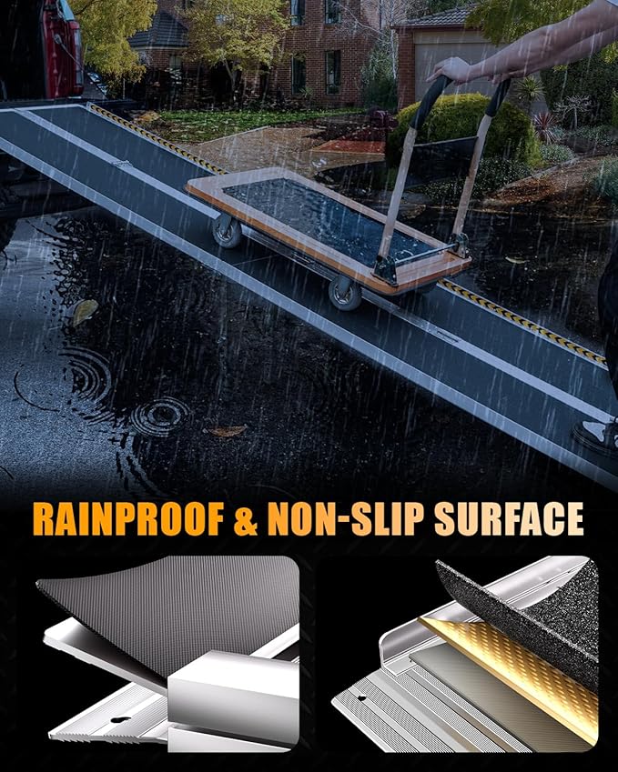 VNN Portable Wheelchair Ramp 10FT, Seamless Non-Slip Aluminum Ramps for Wheelchairs for Home, Wheelchair Ramps for Home Steps, Aluminum Loading Dock Plates
