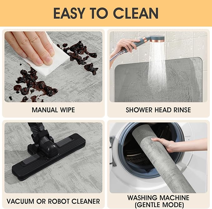 Ultra Thin Bath Mat, Upgrade Backing Non Slip Thin Bath Mats Fit Under Door, Quick Dry Ultra Absorbent Bathroom Rugs, Machine Washable Bath Rugs for Bathroom, Bathtub, Light Gray/Marble/24"x17"