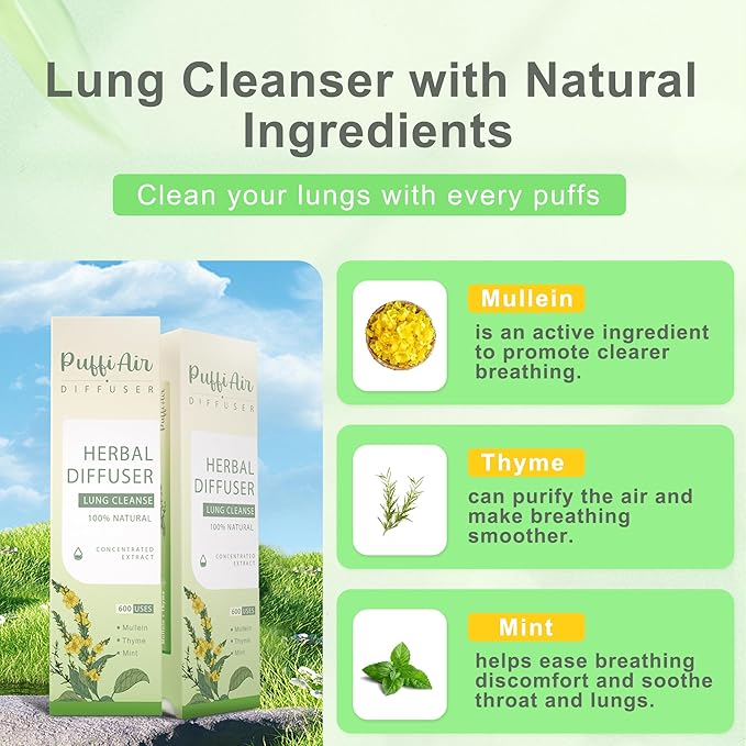 PUFFIAIR Daily Balance Trio Herbal Diffuser Pen Set | Refresh Reset Calm Blends | Green Purple Blue | 3 Count