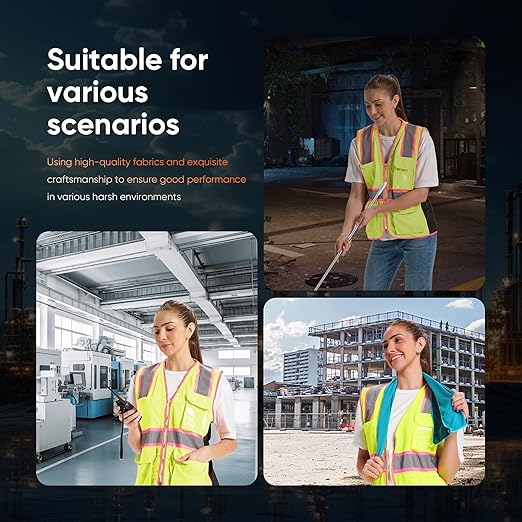 Hi Vis Safety Vest for Women,Working Drawstring Waist Construction Vest with Pockets and Zipper,Womens Safety Vest,ANSI Type R Class2