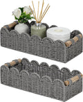 CubesLand Scalloped Decor Basket for Living Room, Home, Bathroom, 2SAME SIZE Paper Rope Basket, Toilet Storage Baskets for Over Toilet Storage Shelf, Cozy Woven Basket Both Storage&Decor, Grey