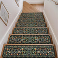 OJIA Floral Stair Treads Non-Slip Stair Runner for Wooden Steps Indoor 15PCS 30"x8" Carpet Stair Treads Stair Mats Staircase Step Treads for Kids, Elders and Dogs, Stair Covers, Black