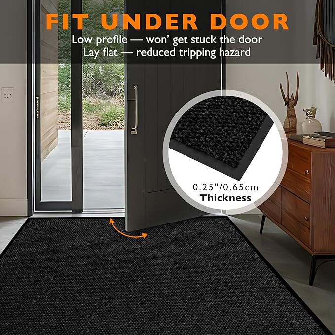 Custom Size Extra Large Front Door Mat, 2FT x 33FT Indoor Outdoor Entrance Commercial Floor Mat, Heavy Duty Dirt Trapper Doormat for Entryway Welcome Mat, Low Profile, Non-Slip, Waterproof