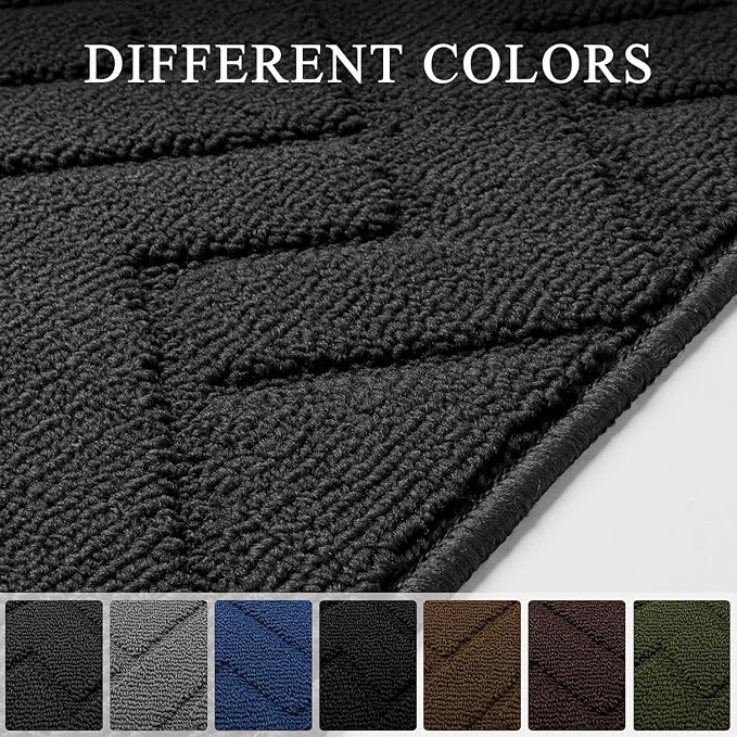 hicorfe Indoor Doormat,Front Back Door Mat Rubber Backing Non Slip Door Mats 24"x71" Absorbent Resist Dirt Entrance Doormat Inside Floor Mats for Entryway Washable Low-Profile(Charcoal)
