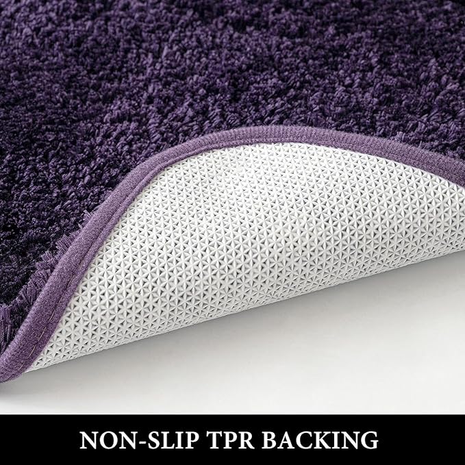 MIULEE Dark Purple Bathroom Rugs Non Slip Bath Mat 24'' x 48'' Shaggy Soft Bath Rug Plush Microfiber Absorbent Water for Shower Tub Machine Washable (Dark Purple, 24x48 Inches)