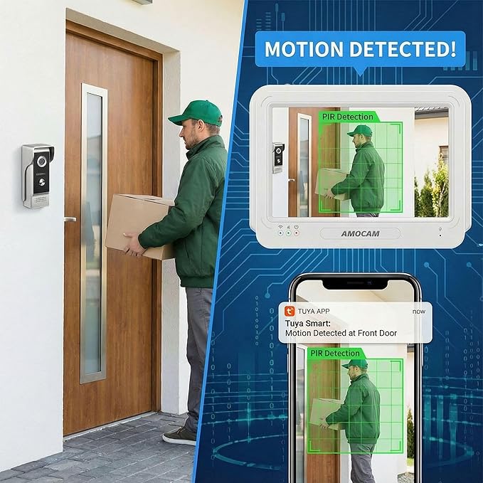 7-Inch Touchscreen Video Doorbell & Indoor Display Set. Wired via 4-Core Cable for Power + Tuya App Remote Access. 1080P HD, Motion Alerts, Color Night Vision, Local Storage, No Subscription.