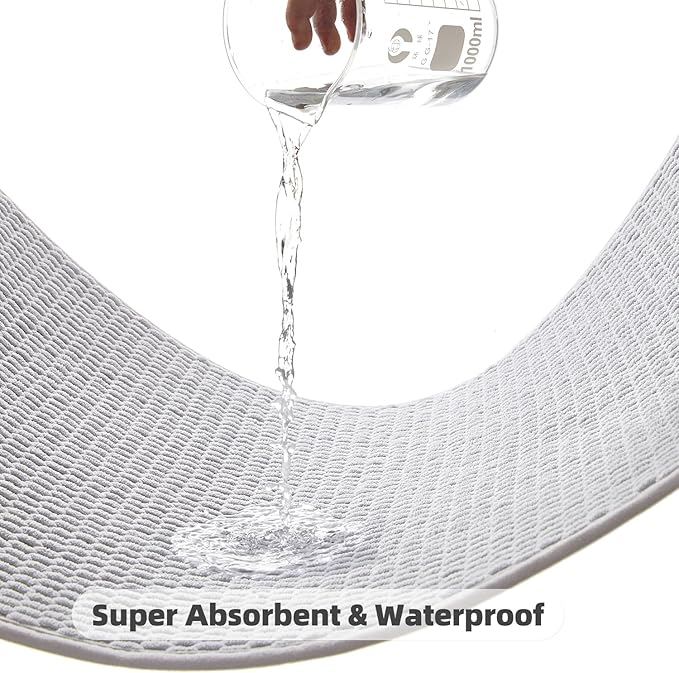 Toilet Rug, Thin Toilet Rugs U Shaped Washable Non Slip Absorbent Quick Dry Low Pile Toilet Mat, Light Grey 20"x24" U Shape