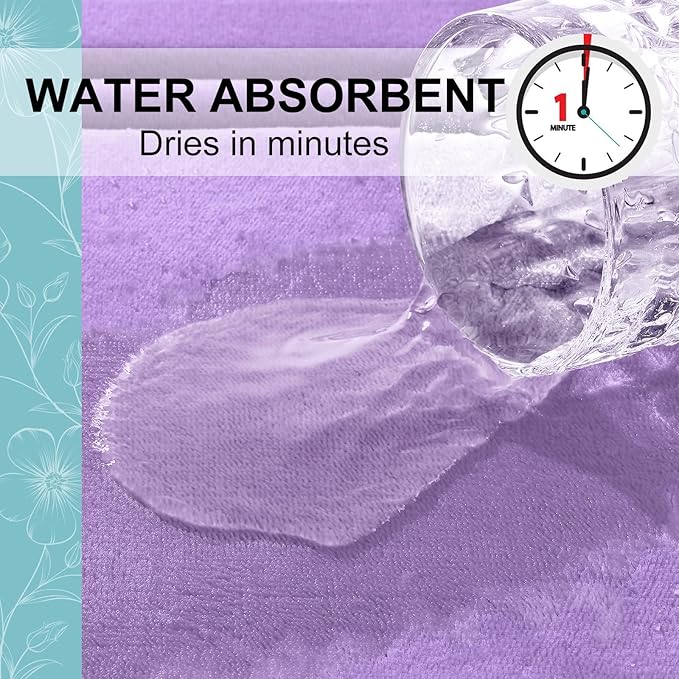 Grandaily Memory Foam Bath Mat Rug 24x16, Ultra Soft, Non-Slip and Absorbent Bathroom Rugs, Machine Wash Dry, Comfortable Bath Carpet for Bathroom Floor, Tub and Shower, Lavender