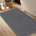 Hiasan Waffle Bath Mat, Super Absorbent Non Slip Bathroom Boho Rug with Tassels, Machine Washable Bath Mats for Bathroom, Ultra Soft Rubber Backed Rug, Dark Grey, 20 x 32 Inches