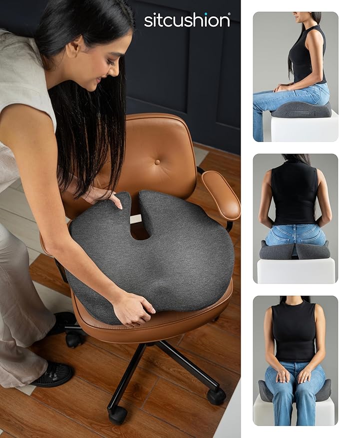 Ergonomic Office Chair Cushion for Sciatica Pain Relief, Computer Chair Cushion for All Day Comfort, Extra Large Seat Cushions for Office Chairs, Orthopedic Coccyx Cushion for Car & Wheelchair(Black)
