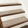 COSY HOMEER Edging Stair Treads Non-Slip Carpet Mat 28inX9in Indoor Stair Runners for Wooden Steps, Edging Stair Rugs for Kids and Dogs, 100% Polyester TPE Backing (10pc, Beige)