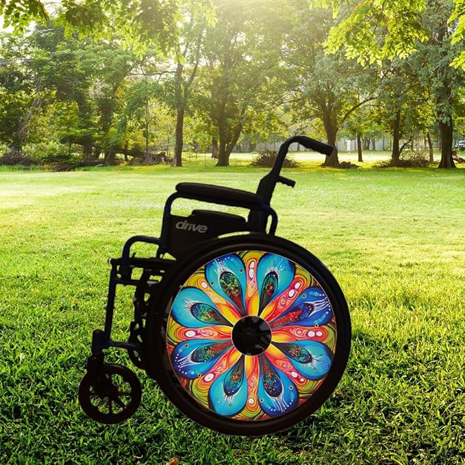 Designer Cover for Wheelchair Wheels, Enhances Aesthetics, Easy Install/Remove, Lightweight, New Matt Finish (Pretty Petals)