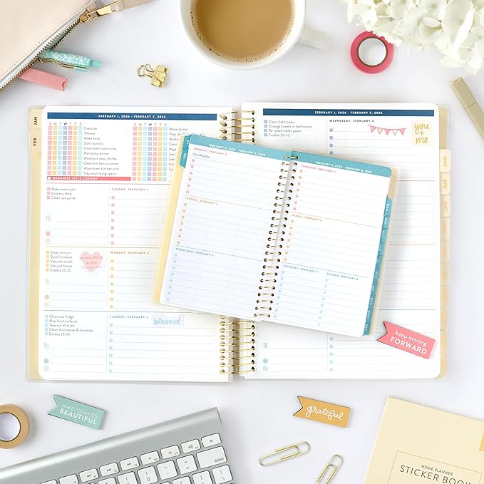 PPP Pocket Calendar 2026 (Cream Floral) | Weekly Checklists | Monthly Calendar Layout | Personal Goals | Notes Pages | Poly Laminated Cover | Twin Ring Coil Binding | Pocket-Sized 4x6.5" | Planner