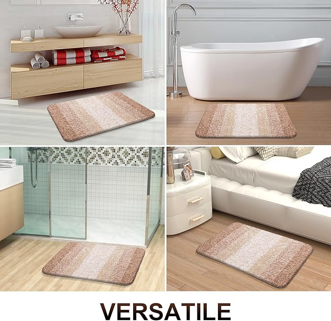 OLANLY Bathroom Runner Rugs 59x24, Extra Soft Absorbent Microfiber Bath Rugs, Rubber Backing, Quick Dry, Machine Washable Bath Mats for Bathroom Floor, Tub and Shower, Home Decor Accessories, Beige