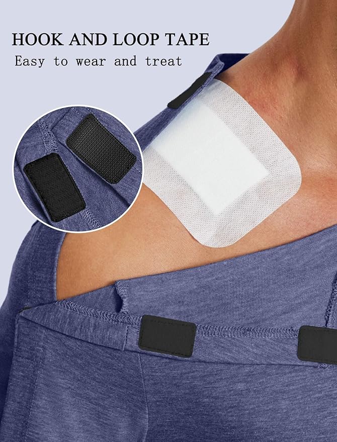 Deyeek Shoulder Post Surgery Recovery Shirts for Men Full Tear Away Short Sleeve T Shirt Adaptive Chemo Clothing