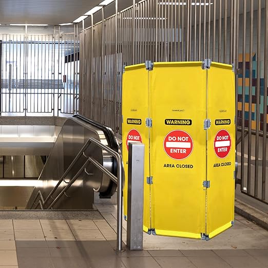 Essentially Yours "Do Not Enter" Foldable Safety Barricade | High Visibility Yellow 6 Foot Portable Safety Barrier with Heavy Duty PVC Frame
