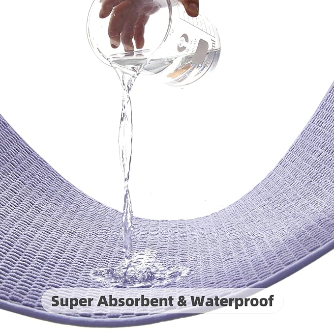 Bathroom Rugs Non Slip Washable, Super Absorbent Thin Bath Mat Quick Dry Low Pile Bathroom Rug, Lavender 24"x47"