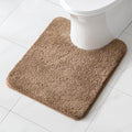 MIULEE Microfiber Toilet Bath Mat U-Shaped Contour Shaggy Bathroom Rugs Non Slip Extra Thick Soft Bath Rug Absorbent Water for Bathroom Commode Machine Washable(20x24 Inch, Light Brown)