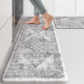 KIMODE Anti Fatigue Kitchen Mats, 2 PCS Cushioned Kitchen Rugs and Mats, Waterproof Kitchen Floor Mats Non Slip, Boho Comfort Foam Standing Mat for Laundry, Office, Sink, Grey Brown 17"x47"+17"x29"