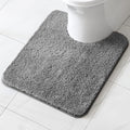 MIULEE Microfiber Toilet Bath Mat U-Shaped Contour Shaggy Bathroom Rugs Non Slip Extra Thick Soft Bath Rug Absorbent Water for Bathroom Commode Machine Washable(20x24 Inch, Grey)