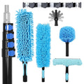 25 Foot High Ceiling Fan Duster with 5-18ft Extension Pole, Heavy Duty High Reach Duster Kit for Cleaning, Window Squeegee with Scrubber, Washable Dust Brush for High Roof and Glass Surfaces