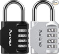 Puroma 2 Pack Combination Lock for Locker 4 Digit Outdoor Waterproof Padlock for School, Gym, Sports, Fence, Toolbox, Gate, Case, Outdoor, Hasp Storage (Silver & Black)