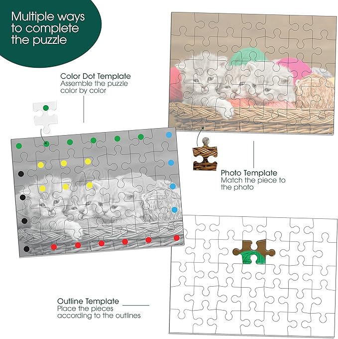 Keeping Busy 35 Piece Kittens Dementia Puzzles for Seniors | Color Coded with Templates Easy Puzzles for Dementia Patients Gifts for Elderly Women in Nursing Home & Men Gift for Nursing Home Residents