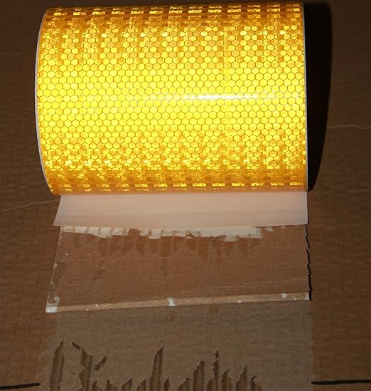 Yellow Reflective Tape Outdoor Waterproof 8 inch High Visibility Hazard Conspicuity Safety Industrial Marking Tape (66 feet)