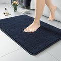 LOCHAS Luxury Bathroom Rug Shaggy Bath Mat 20 x 30 Inch, Washable Non Slip Bath Rugs for Bathroom Shower, Soft Plush Chenille Absorbent Carpets Mats, Navy