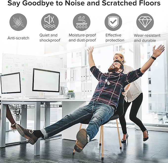 24PCS Upgraded Silicone Chair Leg Floor Protectors for Hardwood Floors, Furniture Sliders for Chair Legs, Felt Bottom Furniture Pads, Anti-Slip Round&Square Cap Covers to Scratch and Reduce Noise