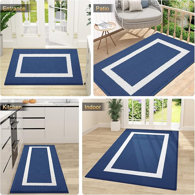 OLANLY Indoor Door Mat, 71x47, Non-Slip Absorbent Resist Dirt Entrance Mat, Washable Low-Profile Inside Entry Doormats for Entryway, Navy