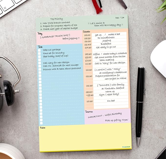 To Do Notepad Today Daily Work Planner Multi-Use Busy Day Meal Planning Note Time Baby Daily Log Undated Habit Tracker Agenda Undated Business Work Journal Accessories Appointment Book Checklist Goal Setting Focus ADHD Tools Notebook Busy Checklist Des...