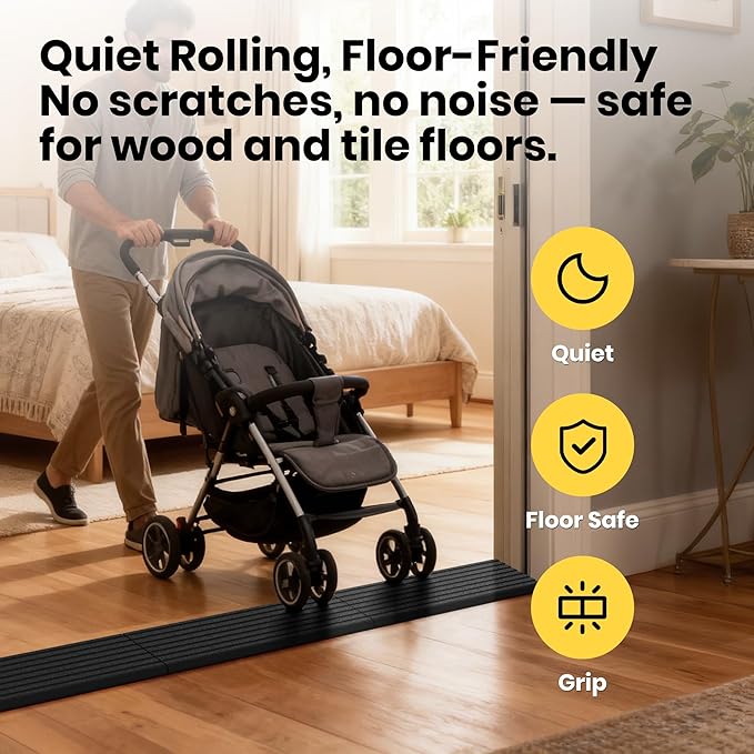 0.8"H Rubber Threshold Ramps for Doorways, 2 PCS Modular Wheelchair Ramp, Door Threshold Ramp, Access Ramps for Wheelchairs, Walkers, Strollers, Sweepers, Bathrooms, Entryways, 2000LBS Capacity
