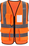 High Vis Safety Vest Reflective Strips, Multi-Pocket Design, Available in Yellow,Orange,black,Pink,blue,Red,purple