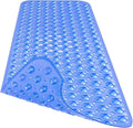 Extra Long Bathtub Mat Non Slip, Clear Navy Blue Soft Bath Mat for Tub 40 x 16 Inch Full Size, Long Shower Mats for Bathroom Floor, Big Suction Cups and Drain Holes, Easy Washable, BPA Free