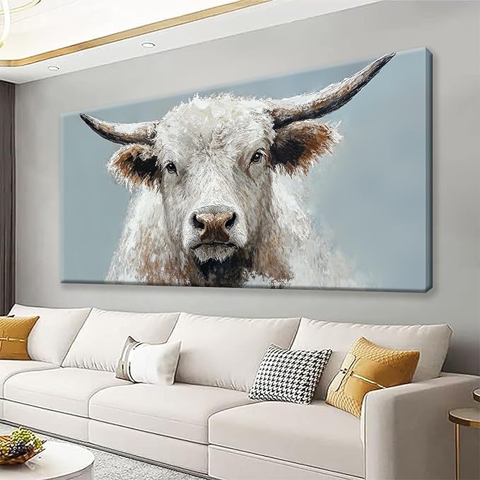 Highland Cow Wall Art For Living Room Large Size Animal Canvas Art Wall Decor Print Rustic Farmhouse Wall Artwork Cattle Painting Prints Artwork Picture For Bedroom Aesthetic Home Wall Decor 29 X 58 Inch